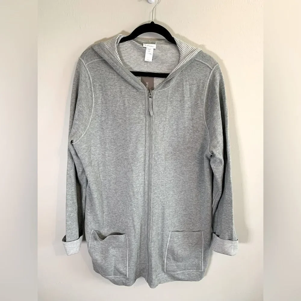 NOTHING FOR SALE NWT J JILL GREY REVERSIBLE JACKET SIZE LP‎